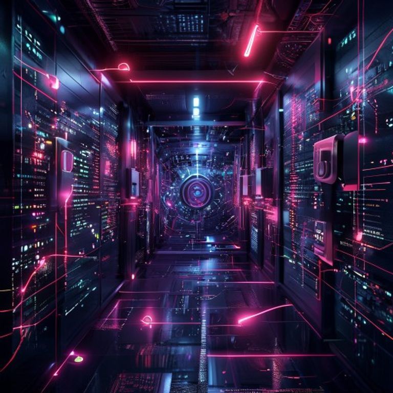 Surreal digital vault with glowing nodes
