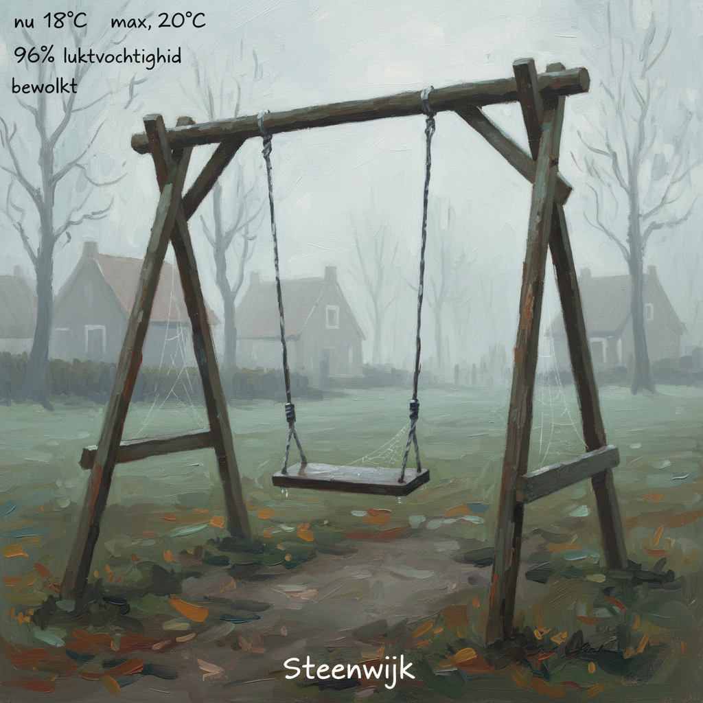 AI generated photo — old wooden swing in the wind