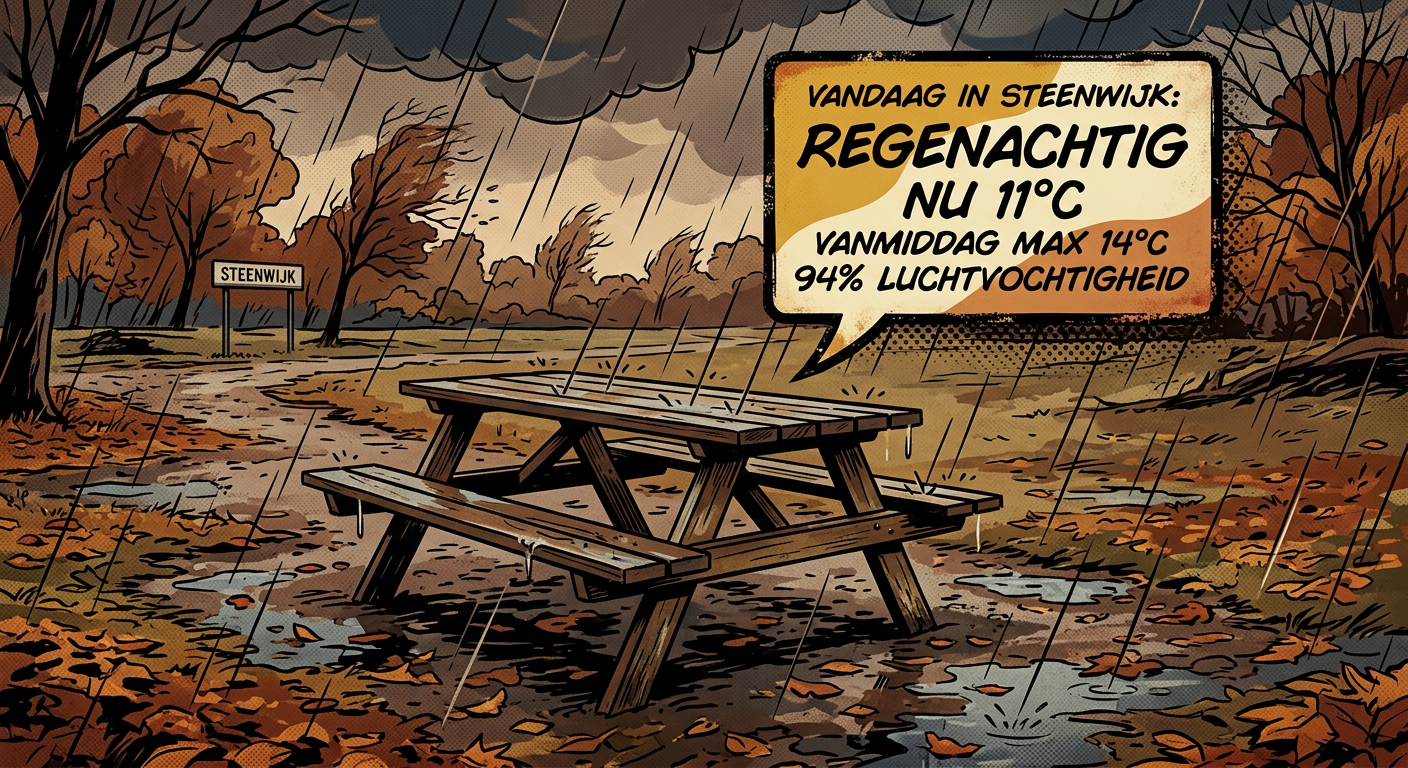 AI generated photo of an abandoned picnic table on a stormy autumn evening